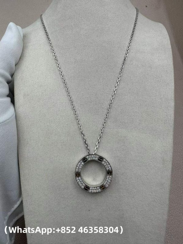 Custom Solid 18k Gold Cartier Jewelry LOVE Pendant Paved Diamonds