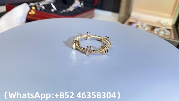Custom Solid 18k Gold Cartier Jewelry Ecrou de Cartier Ring Diamonds