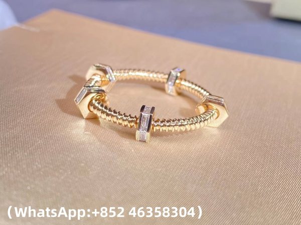 Custom Solid 18k Gold Cartier Jewelry Ecrou de Cartier Ring Diamonds