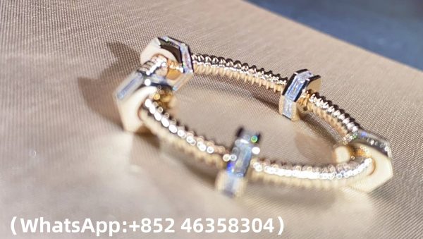 Custom Solid 18k Gold Cartier Jewelry Ecrou de Cartier Ring Diamonds