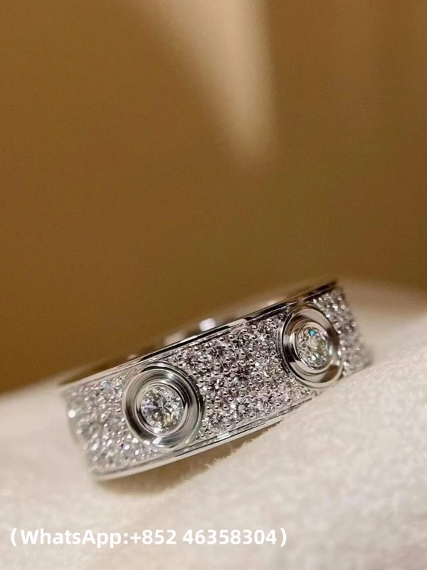Custom Solid 18K Gold Cartier Jewelry LOVE Ring Classic Model Paved 6 Diamonds