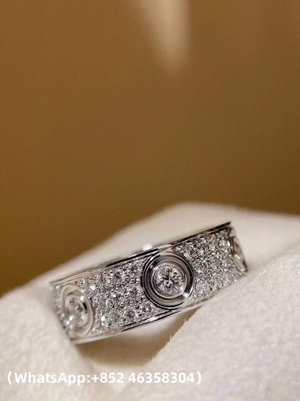 Custom Solid 18K Gold Cartier Jewelry LOVE Ring Classic Model Paved 6 Diamonds