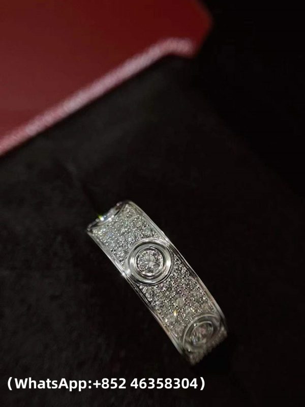 Custom Solid 18K Gold Cartier Jewelry LOVE Ring Classic Model Paved 6 Diamonds