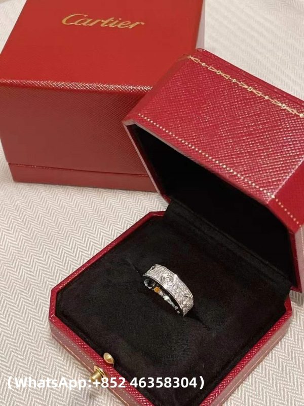 Custom Solid 18K Gold Cartier Jewelry LOVE Ring Classic Model Paved 6 Diamonds