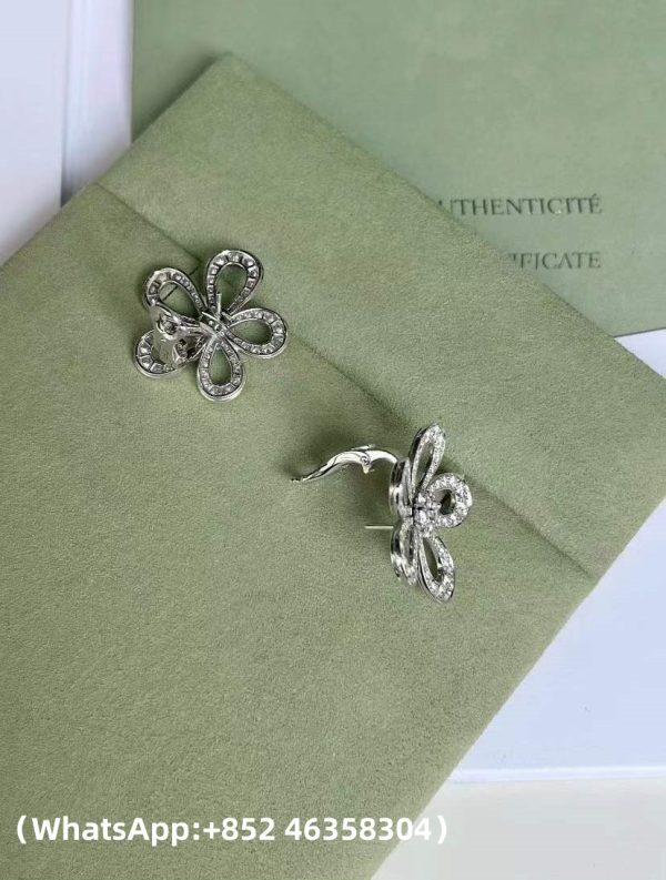 Custom Solid 18K Gold Van Cleef & Arpels Jewelry Flowerlace Earrings 18K White gold Diamond