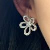 Custom Solid 18K Gold Van Cleef & Arpels Jewelry Flowerlace Earrings 18K White gold Diamond