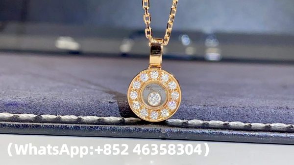Custom Solid 18k Gold Chopard Jewelry Happy Diamonds Icons Pendant, Ethical Rose Gold, Diamonds