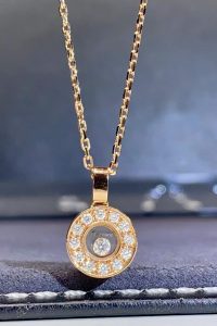 Custom Solid 18k Gold Chopard Jewelry Happy Diamonds Icons Pendant, Ethical Rose Gold, Diamonds