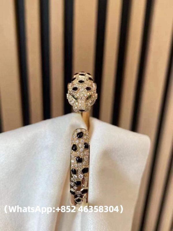 Custom Solid 18k Gold Cartier Jewelry Panthère de Cartier Bracelet Medium Model Half-Paved Custom Solid 18k Gold Cartier Jewelry Panthère de Cartier Bracelet Medium Model Half-Paved
