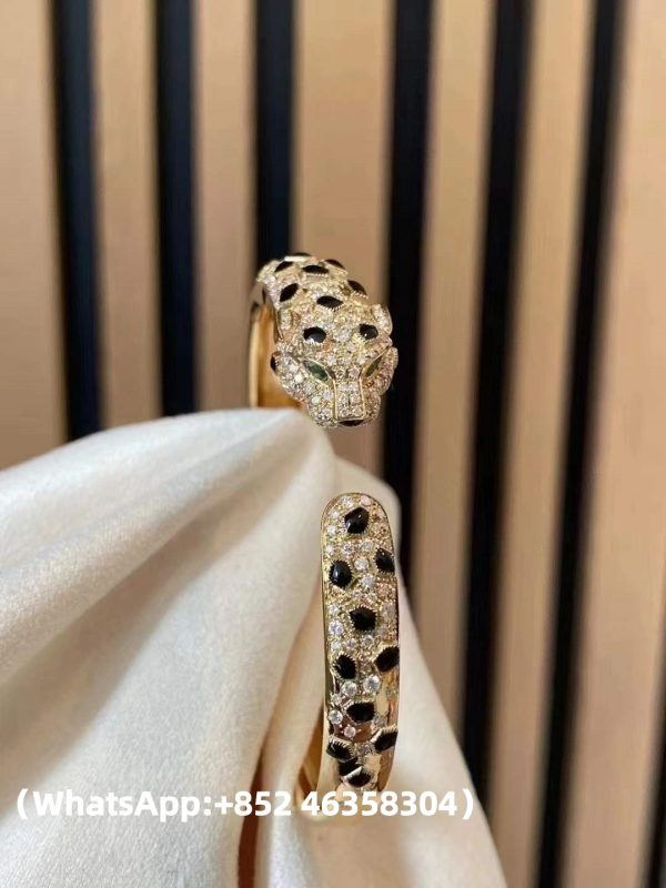 Custom Solid 18k Gold Cartier Jewelry Panthère de Cartier Bracelet Medium Model Half-Paved Custom Solid 18k Gold Cartier Jewelry Panthère de Cartier Bracelet Medium Model Half-Paved