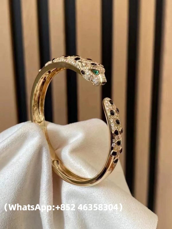 Custom Solid 18k Gold Cartier Jewelry Panthère de Cartier Bracelet Medium Model Half-Paved Custom Solid 18k Gold Cartier Jewelry Panthère de Cartier Bracelet Medium Model Half-Paved