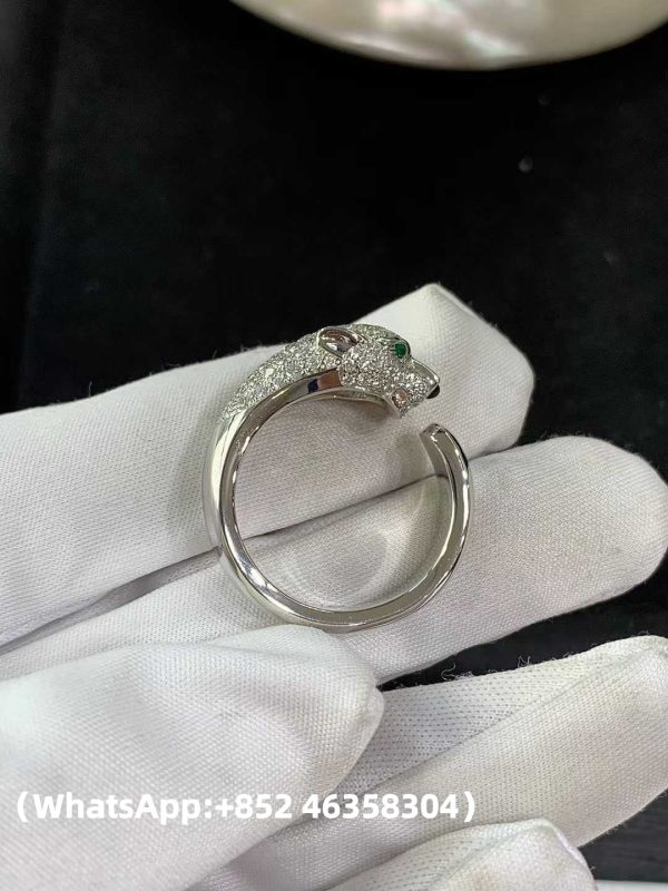 Custom Solid 18k Gold Cartier Jewelry Panthère de Cartier Ring Small Model Half-Paved