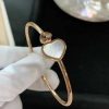 Custom Solid 18k Gold Chopard Jewelry Happy Hearts Bangle Ethical Rose Gold Diamond Mother-Of-Pearl
