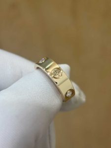 Custom Solid 18k Gold Cartier Jewelry LOVE Ring Classic Model 3 Diamonds