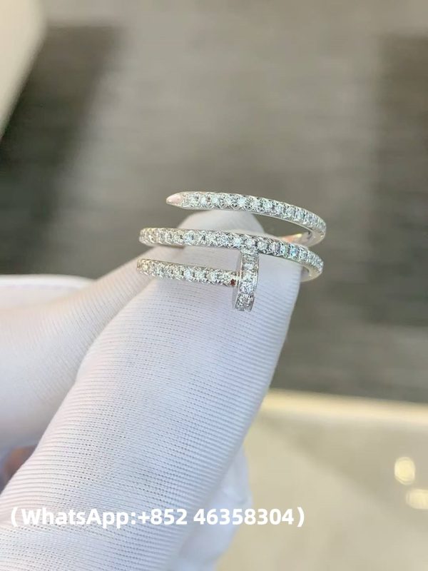 Custom Solid 18k Gold Cartier Jewelry Juste un Clou Ring Double Half-Paved