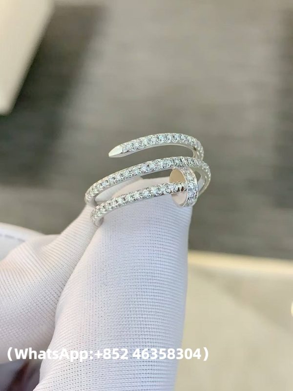 Custom Solid 18k Gold Cartier Jewelry Juste un Clou Ring Double Half-Paved