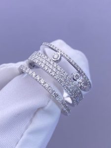 Custom Solid 18k Gold Messika Jewelry Move Diamond Pave Romana Ring