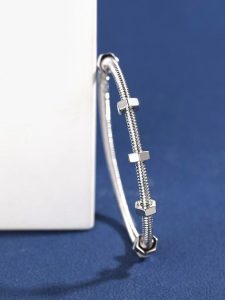 Custom Solid 18k White Gold Cartier Jewelry Écrou de Cartier Bracelet