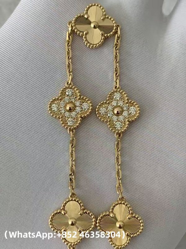 Custom Solid 18k Gold Van Cleef & Arpels Vintage Alhambra Bracelet