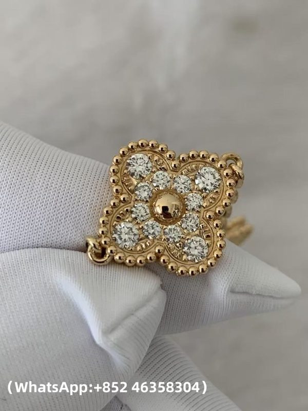 Custom Solid 18k Gold Van Cleef & Arpels Vintage Alhambra Bracelet
