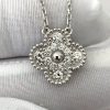 Custom Solid 18K Gold Van Cleef & Arpels Vintage Alhambra pendant 18K white gold Diamond