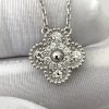 Custom Solid 18K Gold Van Cleef & Arpels Vintage Alhambra pendant 18K white gold Diamond