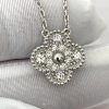 Custom Solid 18K Gold Van Cleef & Arpels Vintage Alhambra pendant 18K white gold Diamond