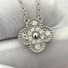 Custom Solid 18K Gold Van Cleef & Arpels Vintage Alhambra pendant 18K white gold Diamond
