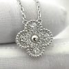 Custom Solid 18K Gold Van Cleef & Arpels Vintage Alhambra pendant 18K white gold Diamond