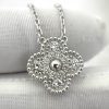 Custom Solid 18K Gold Van Cleef & Arpels Vintage Alhambra pendant 18K white gold Diamond