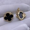 Custom Solid 18K Gold Van Cleef & Arpels Jewelry Vintage Alhambra Earrings Onyx Custom Solid 18K Gold Van Cleef & Arpels Jewelry Vintage Alhambra Earrings Onyx
