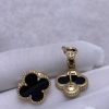 Custom Solid 18K Gold Van Cleef & Arpels Jewelry Vintage Alhambra Earrings Onyx Custom Solid 18K Gold Van Cleef & Arpels Jewelry Vintage Alhambra Earrings Onyx