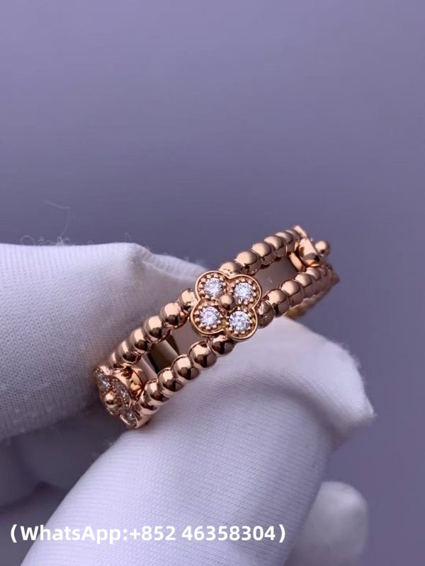 Custom Solid 18k Gold Van Cleef & Arpels Jewelry Perlée Sweet Clovers Ring