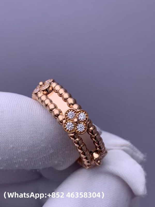 Custom Solid 18k Gold Van Cleef & Arpels Jewelry Perlée Sweet Clovers Ring