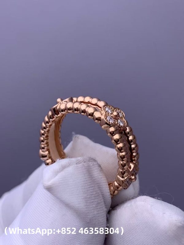 Custom Solid 18k Gold Van Cleef & Arpels Jewelry Perlée Sweet Clovers Ring