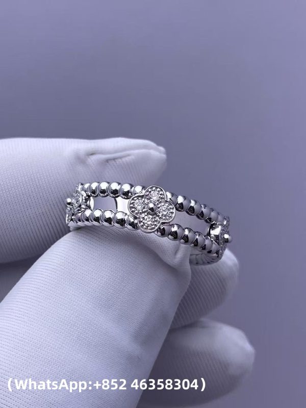 Custom Solid 18k Gold Van Cleef & Arpels Jewelry Perlée Sweet Clovers Ring Custom Solid 18k Gold Van Cleef & Arpels Jewelry Perlée Sweet Clovers Ring