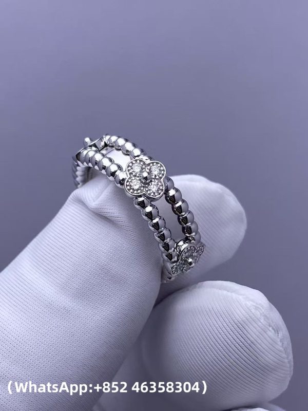 Custom Solid 18k Gold Van Cleef & Arpels Jewelry Perlée Sweet Clovers Ring1) Custom Solid 18k Gold Van Cleef & Arpels Jewelry Perlée Sweet Clovers Ring