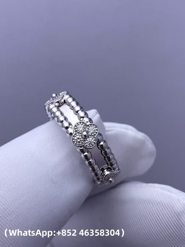 Custom Solid 18k Gold Van Cleef & Arpels Jewelry Perlée Sweet Clovers Ring Custom Solid 18k Gold Van Cleef & Arpels Jewelry Perlée Sweet Clovers Ring