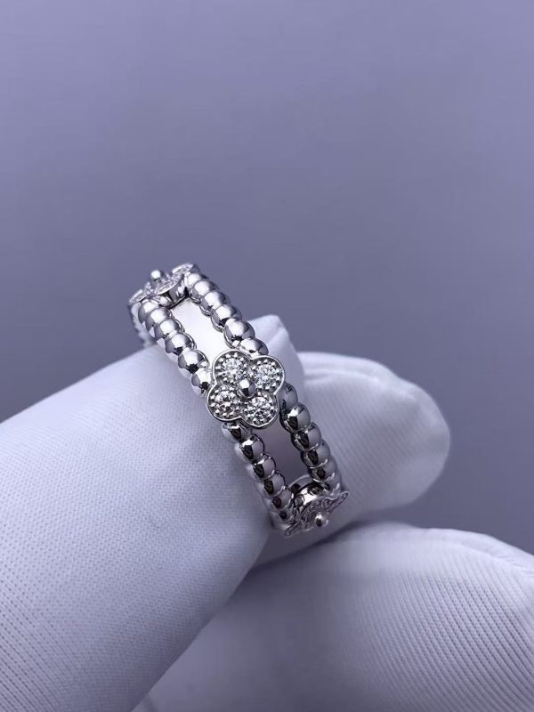 Custom Solid 18k Gold Van Cleef & Arpels Jewelry Perlée Sweet Clovers Ring Custom Solid 18k Gold Van Cleef & Arpels Jewelry Perlée Sweet Clovers Ring