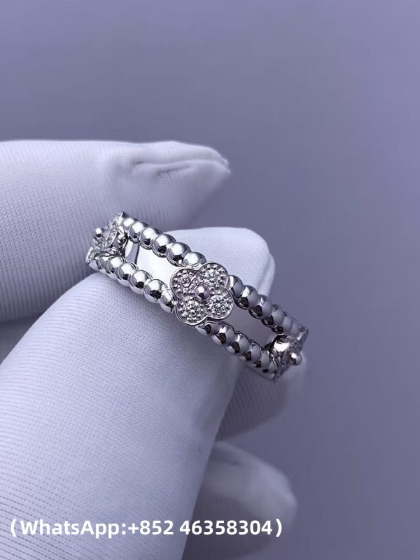 Custom Solid 18k Gold Van Cleef & Arpels Jewelry Perlée Sweet Clovers Ring Custom Solid 18k Gold Van Cleef & Arpels Jewelry Perlée Sweet Clovers Ring