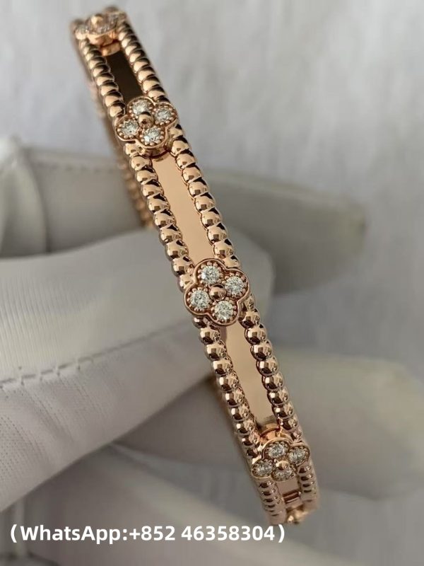 Custom Solid 18k Gold Van Cleef & Arpels Jewelry Perlée Sweet Clovers Bracelet