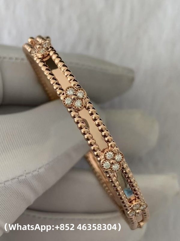 Custom Solid 18k Gold Van Cleef & Arpels Jewelry Perlée Sweet Clovers Bracelet