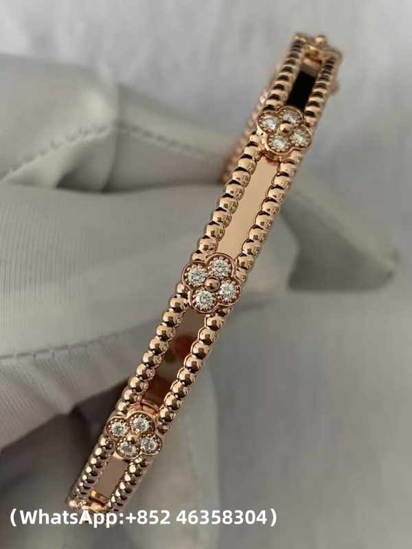 Custom Solid 18k Gold Van Cleef & Arpels Jewelry Perlée Sweet Clovers Bracelet