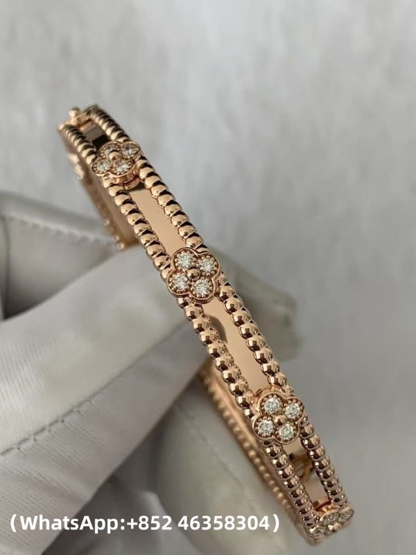 Custom Solid 18k Gold Van Cleef & Arpels Jewelry Perlée Sweet Clovers Bracelet