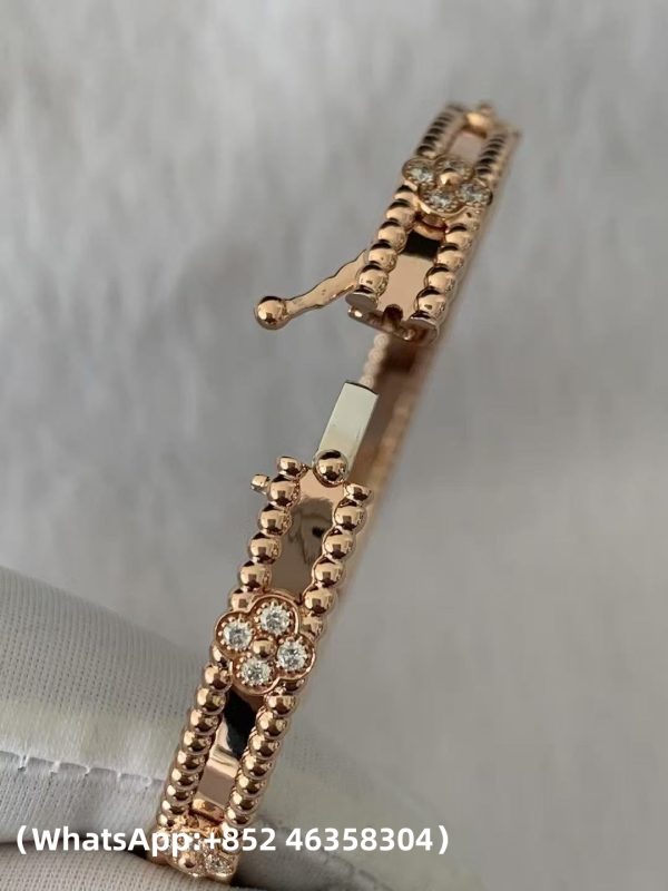 Custom Solid 18k Gold Van Cleef & Arpels Jewelry Perlée Sweet Clovers Bracelet