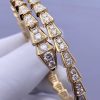 Custom Solid 18K Gold Bulgari Jewelry Serpenti Viper One-Coil Bracelet Set with Full Pavé Diamonds