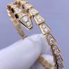 Custom Solid 18K Gold Bulgari Jewelry Serpenti Viper One-Coil Bracelet Set with Full Pavé Diamonds
