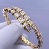 Custom Solid 18K Gold Bulgari Jewelry Serpenti Viper One-Coil Bracelet Set with Full Pavé Diamonds