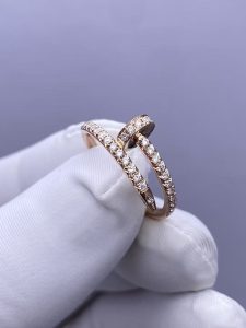 Custom Solid 18k Gold Cartier Juste un Clou Ring Small Model Half-Paved