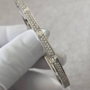 Custom Solid 18k Gold Cartier Jewelry LOVE Bracelet Small Model Paved Diamonds